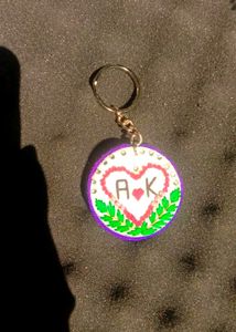 Couple Name Embroidery Keychain