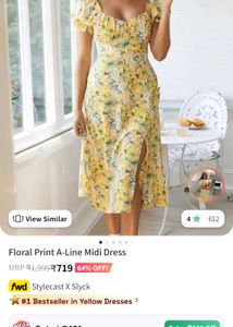 Floral Yellow Midi Dress