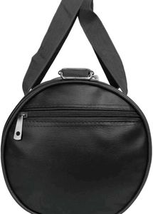Black Faux Leather Duffle Bag