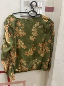 Sassafras Floral Olive Green Top
