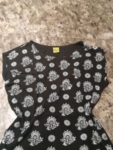Black &amp; White Madhiya Printed T-shirt, Size - S