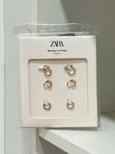 Pack Of 3 Zara Gold Earrings