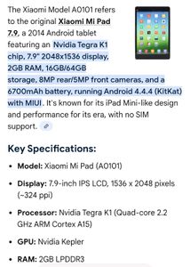Nvidia Tegra K1 Chip Xiaomi Tablet Mipad1