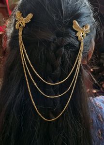 Gold Hair Jewelry with Rhinestone