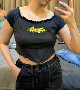 Crop Top With Lettuce Trim Edges