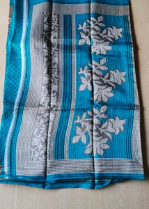 Elegant Aqua Blue Tissue Saree