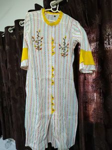 Striped Embroidered Kurti
