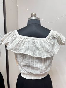 White Embroidered Crop Top
