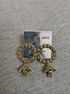 Orange Rhinestone Earrings
