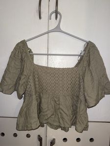 Olive Green Peplum Top