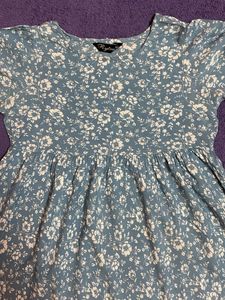 Blue Floral Print Top