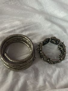 Silver Tone Adjustable Bracelet Set