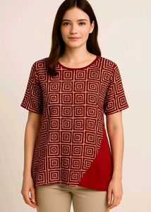 Patterned Maroon Top