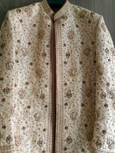 Elegant Cream &amp; Maroon Sherwani