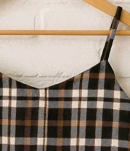Trendy Brown &amp; Black Checkered Crop Top