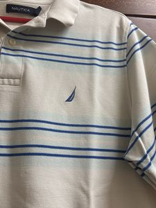 Nautica Men’s Striped Polo T-shirt - White