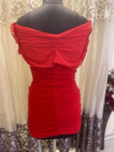Red Ruched Bodycon Dress