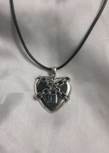 Gothic Heart Lock Pendant Necklace