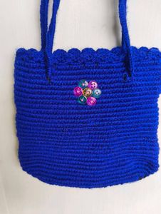 Blue Crochet Sling Bag