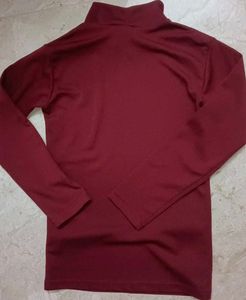Burgundy Turtleneck Long Sleeve Top