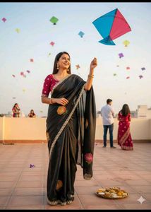 Elegant Black Saree with Embroidery
