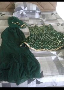 Green & Gold Dress Material
