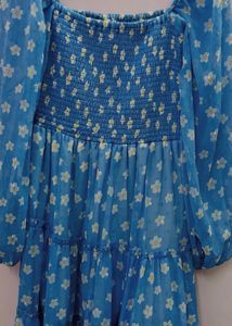 Floral Print Blue Dress