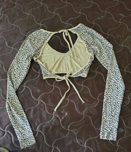 Leopard Print Tie Crop Top
