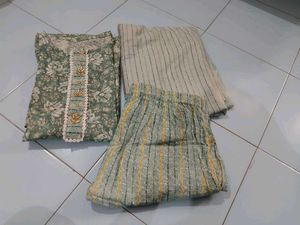 Pure Cotton Printed Kurta Set With Pant &amp; Dupatta