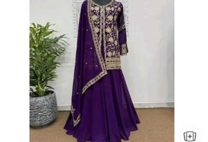 Purple Embroidered Pakistani Suit