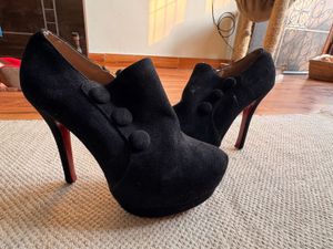 Black Suede Platform Booties