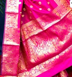 Pink Banarasi Silk Saree