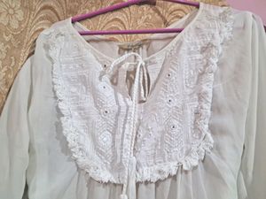 White  Transparent Thread Work Top