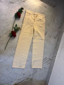 Beige Straight Leg Jeans