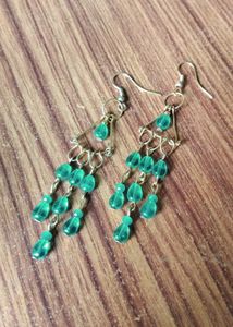 Teal Beaded Dangle Earrings