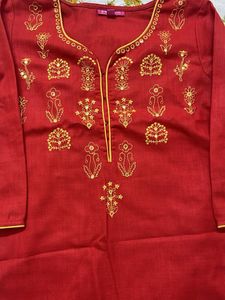 Trends Red Embroidered Kurta