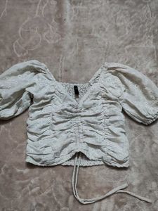 White Eyelet Puff Sleeve Top