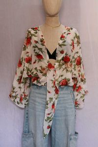 Urbanic Floral Tie-Front Top