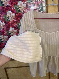 Ribbed Square Neck Ruffle Top