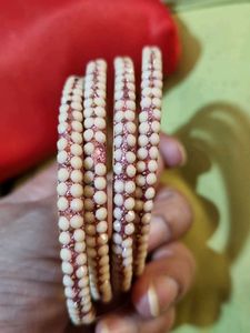 White and Pink Shade Glittered Bangles