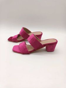 Magenta Velvet Block Heels 2 Inches.