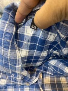 Blue &amp; White Plaid Shirt(shrug Jacket Free)