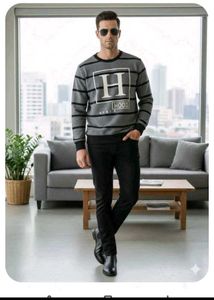 Stylish Striped Grey Sweatshirt