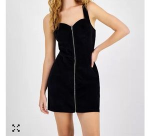 H&amp;M Velvet Dungaree Zip Dress