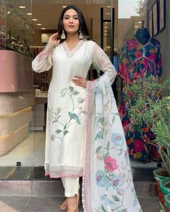 Elegant White Embroidered Salwar Kameez Suit