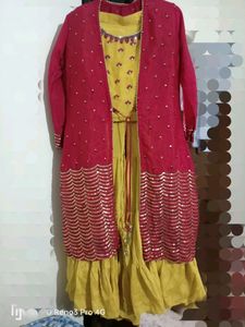 Beautiful Yellow Dress 👗Crop Top Sharara &amp; Shrug