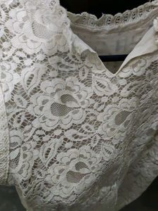 Cream Lace Pleated Tank Top