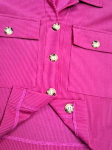 H&amp;M Pink Corduroy Button-Down Top