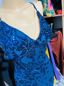 Navy Sequin Evening Gown