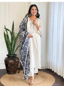 New/Unused Rayon Kurta Pant With Organza Dupatta